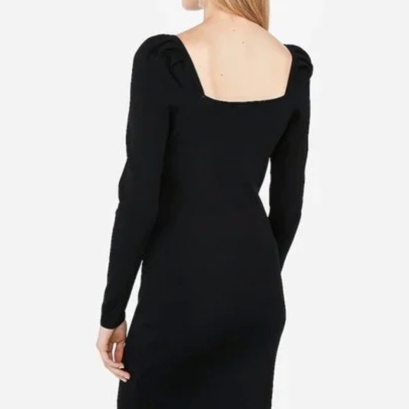 Express x Negin Mirsalehi Fitted Puff Sleeve Dress - Black Size S - Picture 2 of 9